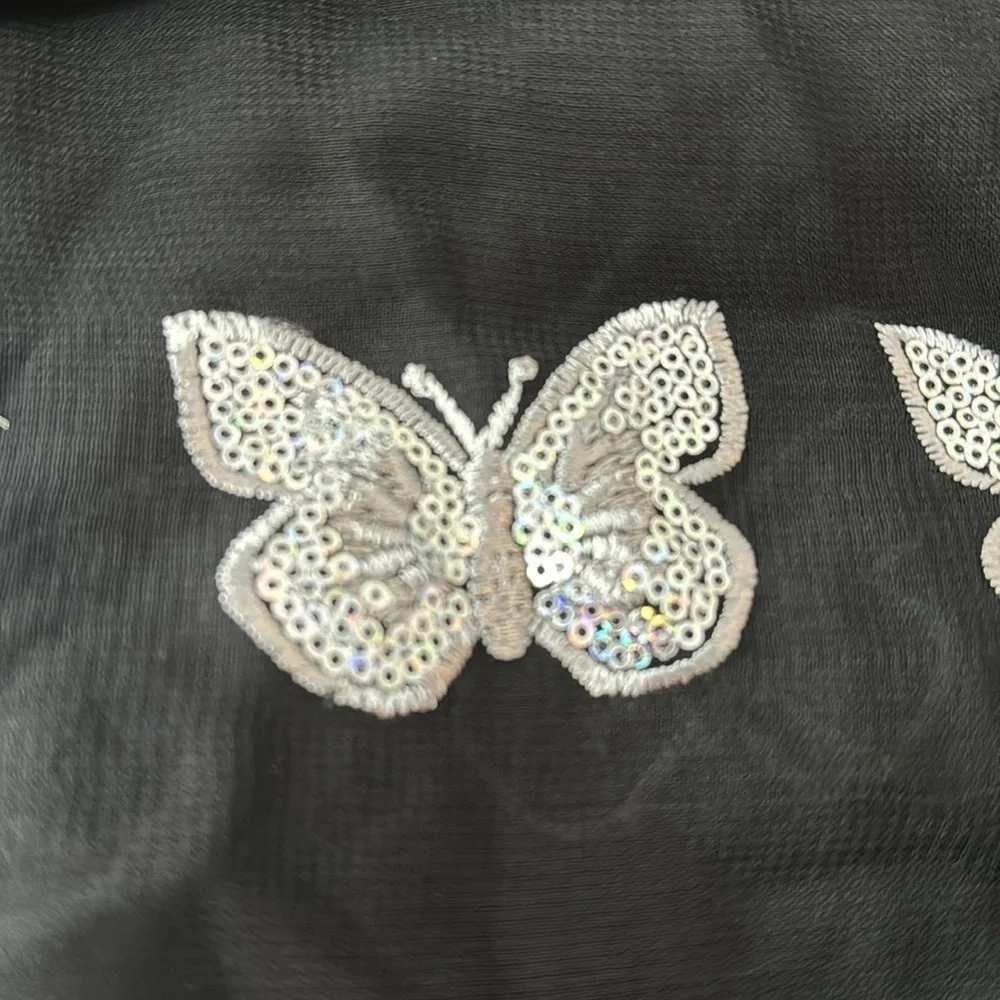 Studio Black Scarf With Silver Butterflies
